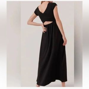 Pact Black Fit and Flare Maxi Dress